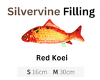 Red Koi fish with 'Silvervine Filling' text and size information on a white background
