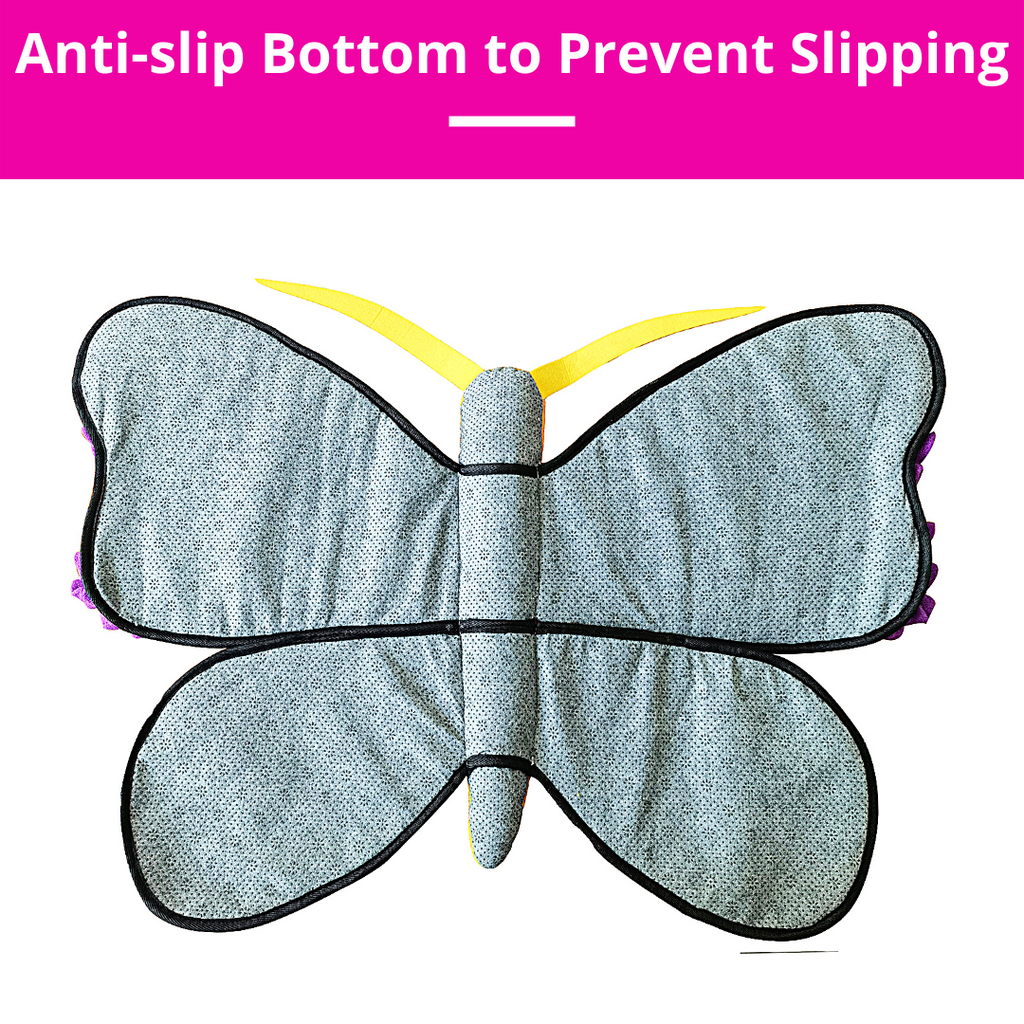 Butterfly-shaped toy with anti-slip bottom on a white background