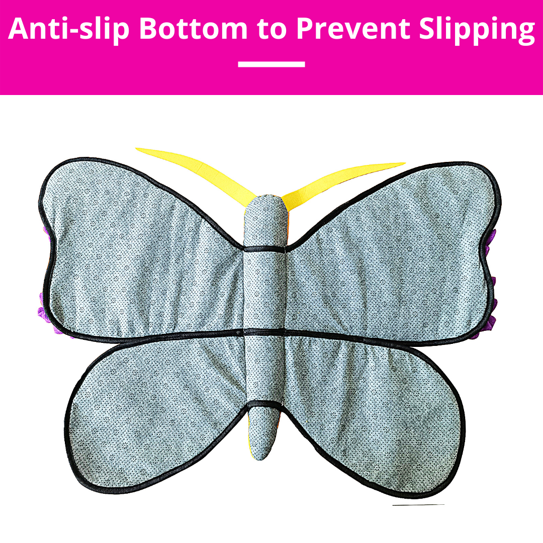 Butterfly-shaped toy with anti-slip bottom on a white background