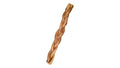 Braided bully stick dog treat on a white background
