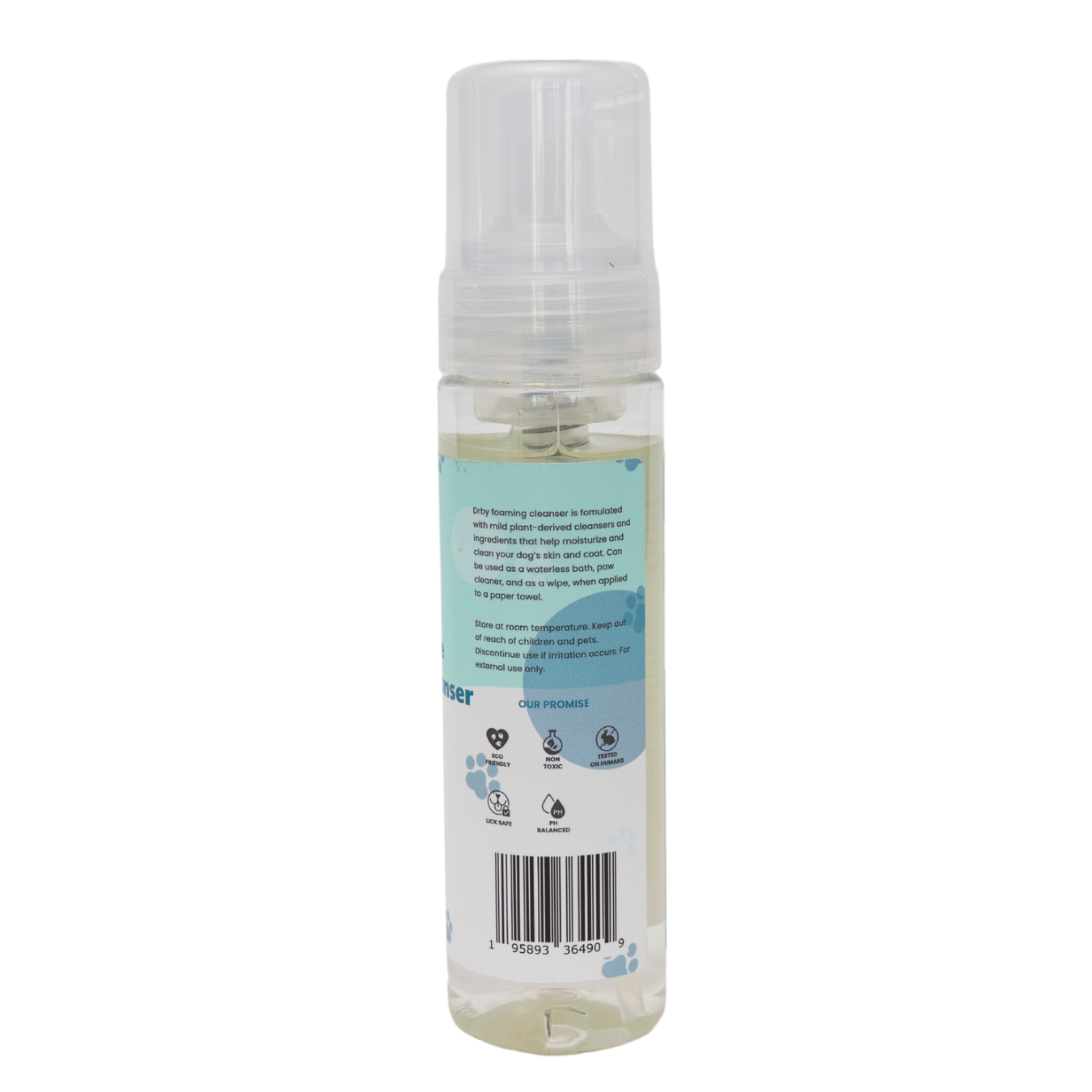 Clear bottle with a label on a white background