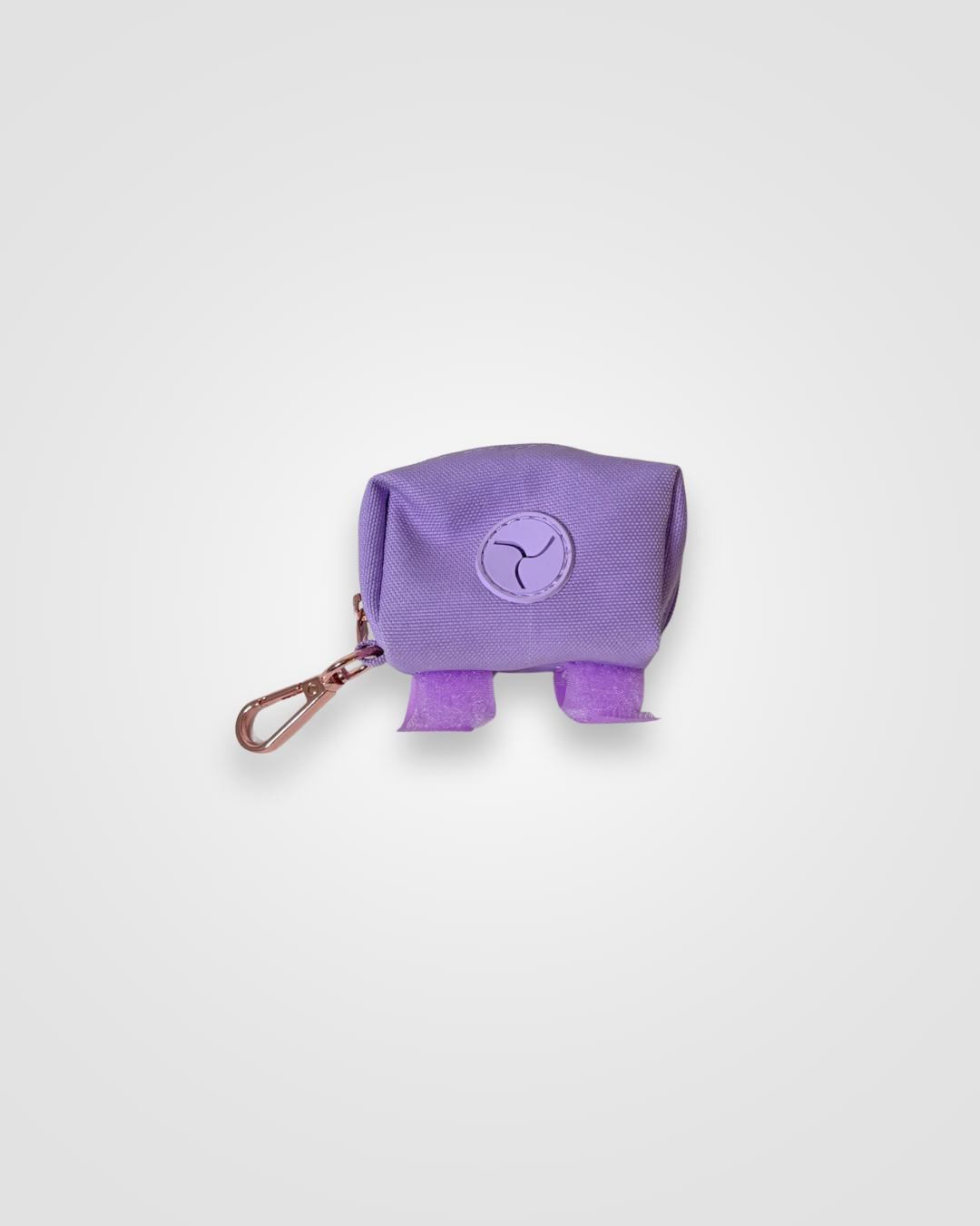 Purple pouch with a carabiner on a white background