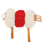 Plush pet halloween costume  resembling a hot dog on a white background