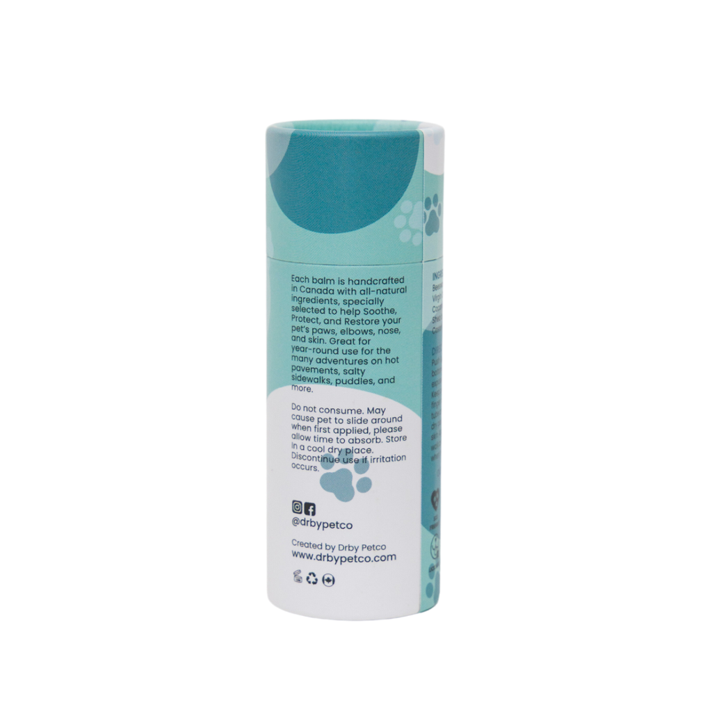 Back label of a pet product container with text on a white background