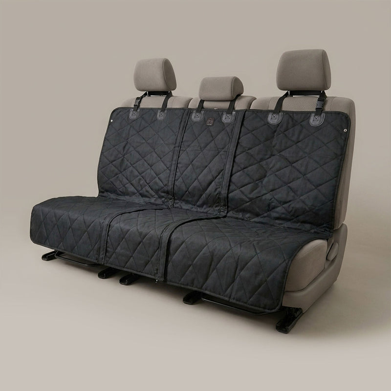 Car seat cover with diamond pattern on a beige background