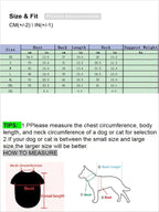 Size and fit chart for a product with measurements in centimeters and inches.
