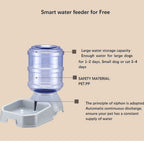 Smart water feeder with features highlighted on a beige background