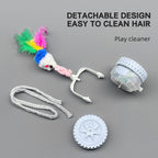 Cat toy with detachable design on a gray background