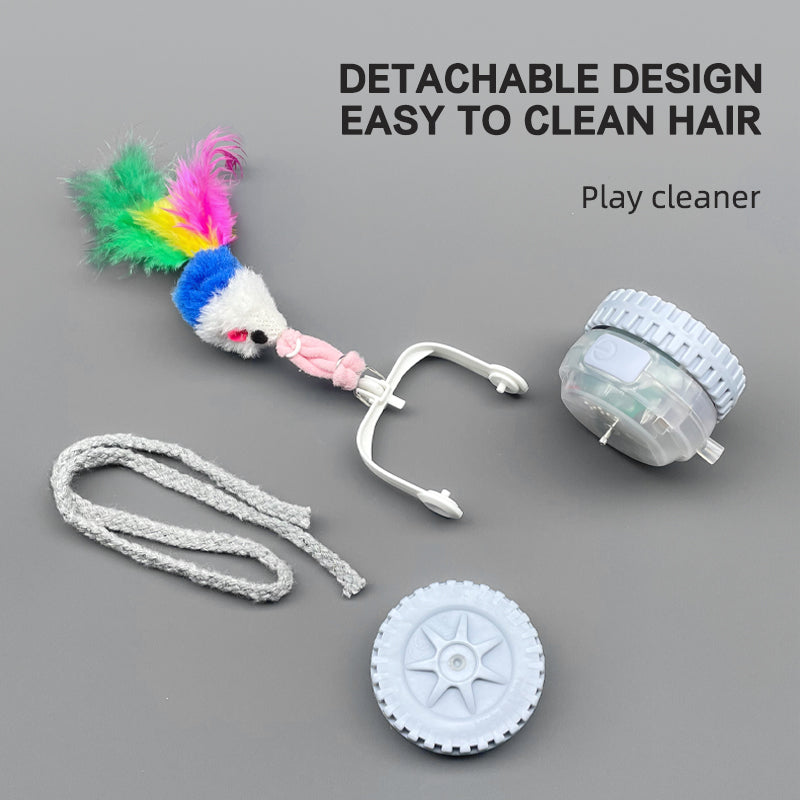 Cat toy with detachable design on a gray background