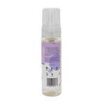 Clear bottle with purple label on a white background
