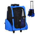 Blue pet travel backpack carrier on a white background