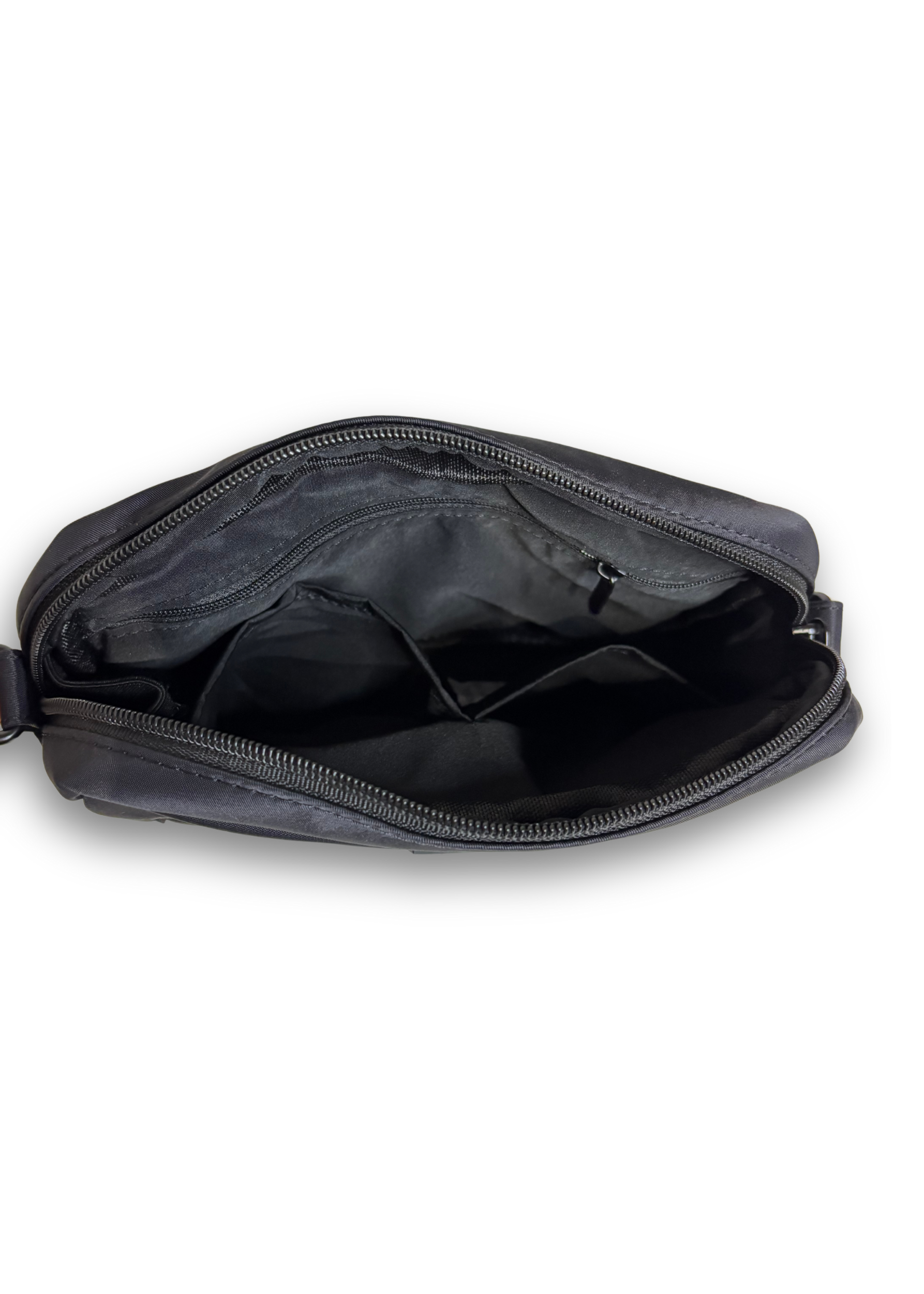 Black treat pouch with zipper on a white background