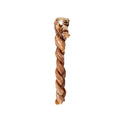 Braided dried lamb gullet on a white background