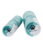 Two cylindrical containers with a paw print design and 'Push & Hold' text on a white background.