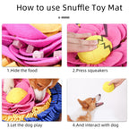 Instructions on how to use a snuffle mat toy with images and text.