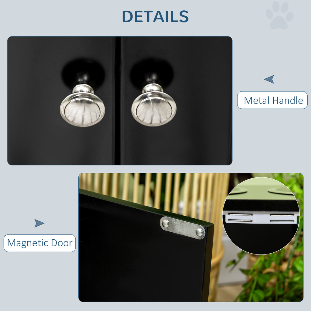 Elevated Dog Bowls for Large Dogs Pet Feeding Station with Stand, Storage, 2 Stainless Steel Food and Water Bowls, Black, 23.6" x 11.8" x 14"