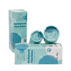 All natural paw balm packaging with two jars and a box on a white background