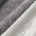 Cozy faux fur cushion with water-resistant shell feature