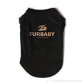 Black pet shirt with 'Furbaby London England' text and logo on a white background