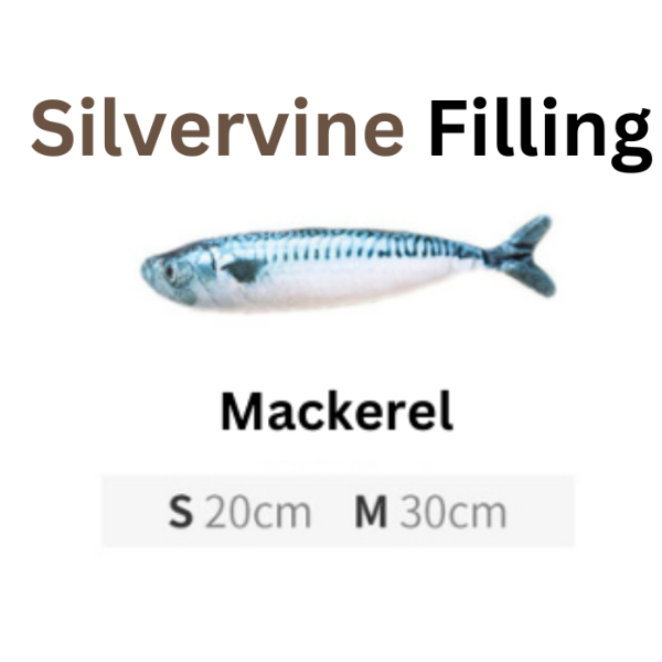 Mackerel fish illustration with 'Silvervine Filling' text on a white background