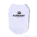 White pet shirt with 'Furbaby London England' text and logo on a white background