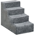 Set of four gray pet stairs on a white background