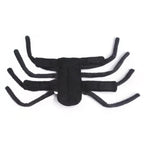 Black spider-shaped pet halloween costume on a white background