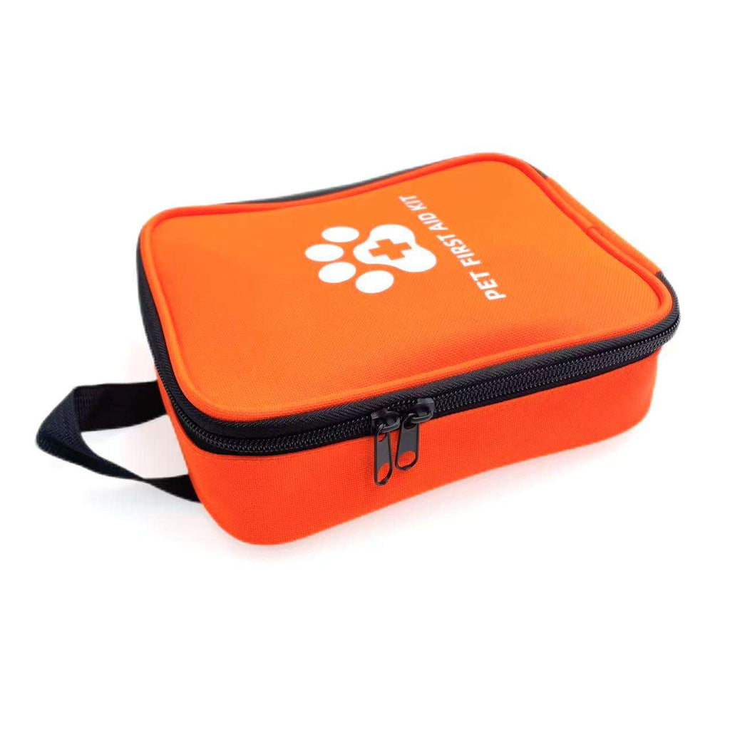 Orange pet first aid kit with a visible brand logo on a white background