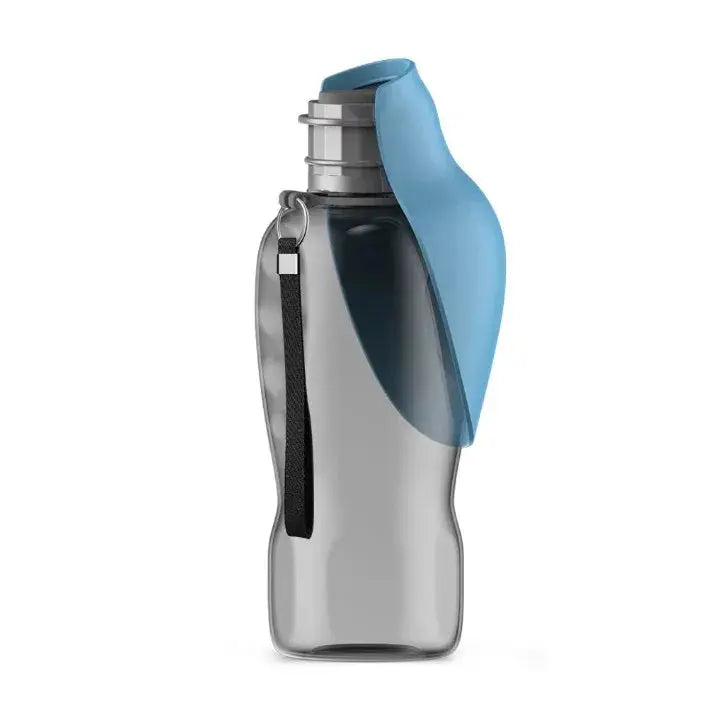 Pet water bottle with a blue cap on a white background