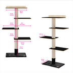 Measurement chart of a cat tree with dimensions labeled in centimeters and inches.