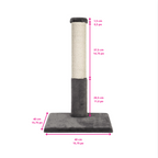 Cat scratching post with dimensions labeled on a white background