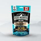 Package of Rocky Mountain Raw air-dried treats for pets on a white background