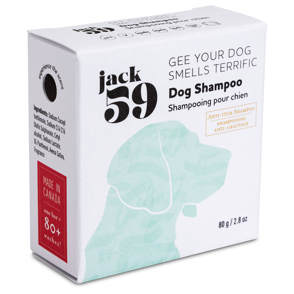 Box of Jack 59 dog shampoo on a white background