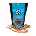 Bag of dried sardines with a blue label on a white background
