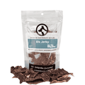 Package of elk jerky with visible product on a white background