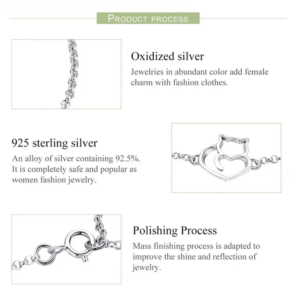 Information about oxidized silver jewelry with a heart-shaped clasp on a white background.