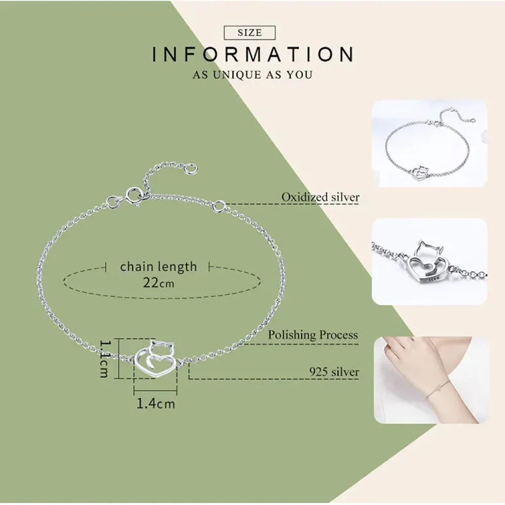 Silver bracelet with measurement details on a green and beige background