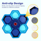 Blue slow feeding toy with anti-slip design on a white background