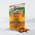 Packaged Dog treats with Rocky Mountain Raw branding on a white background