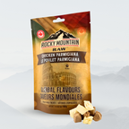 Package of Rocky Mountain Raw chicken parmesan treats on a white background
