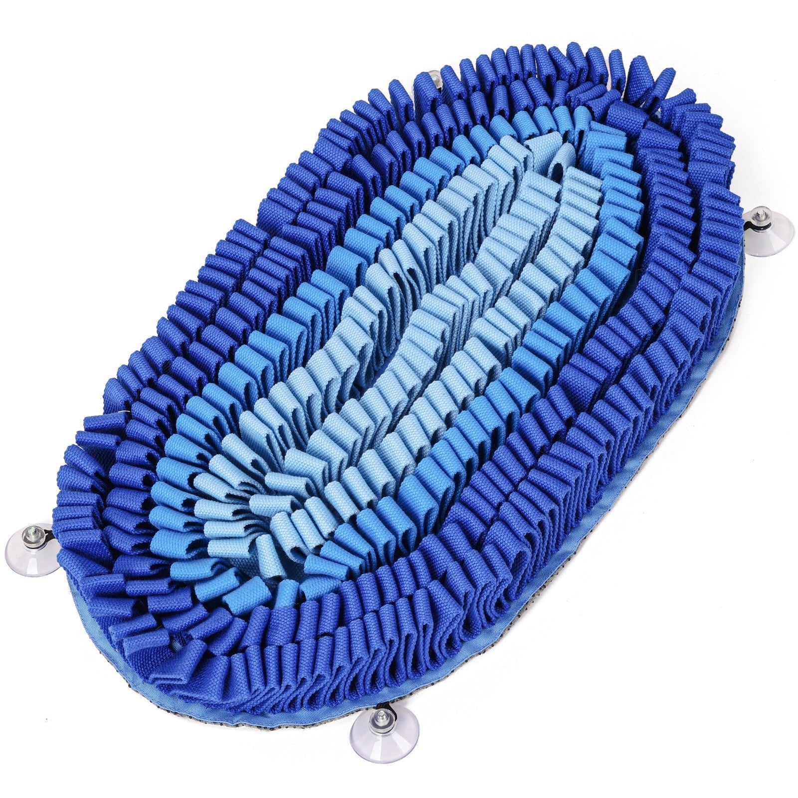 Blue gradient snuffle mat with rounded edges on a white background