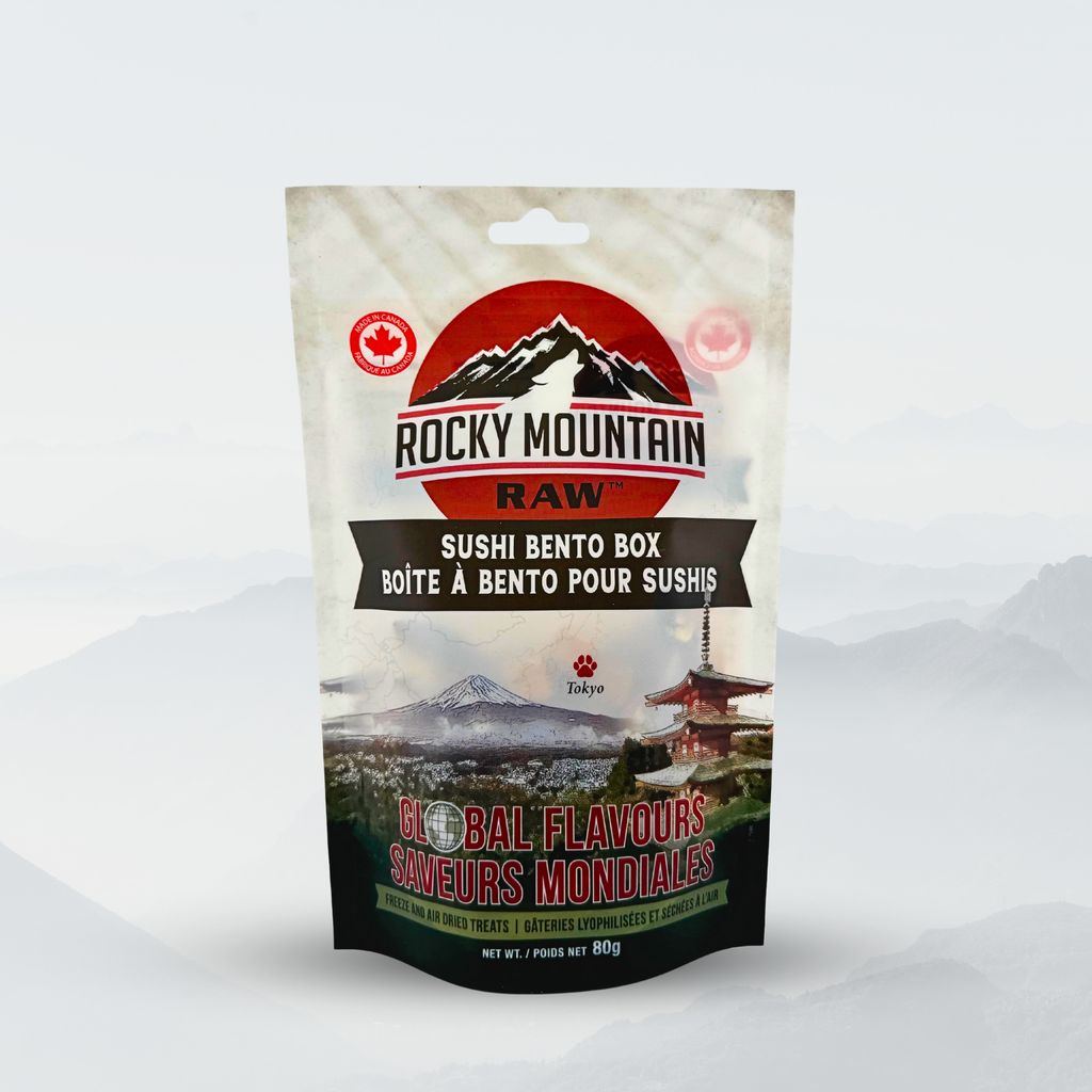 Rocky Mountain Raw Sushi Bento Box packaging on a white background