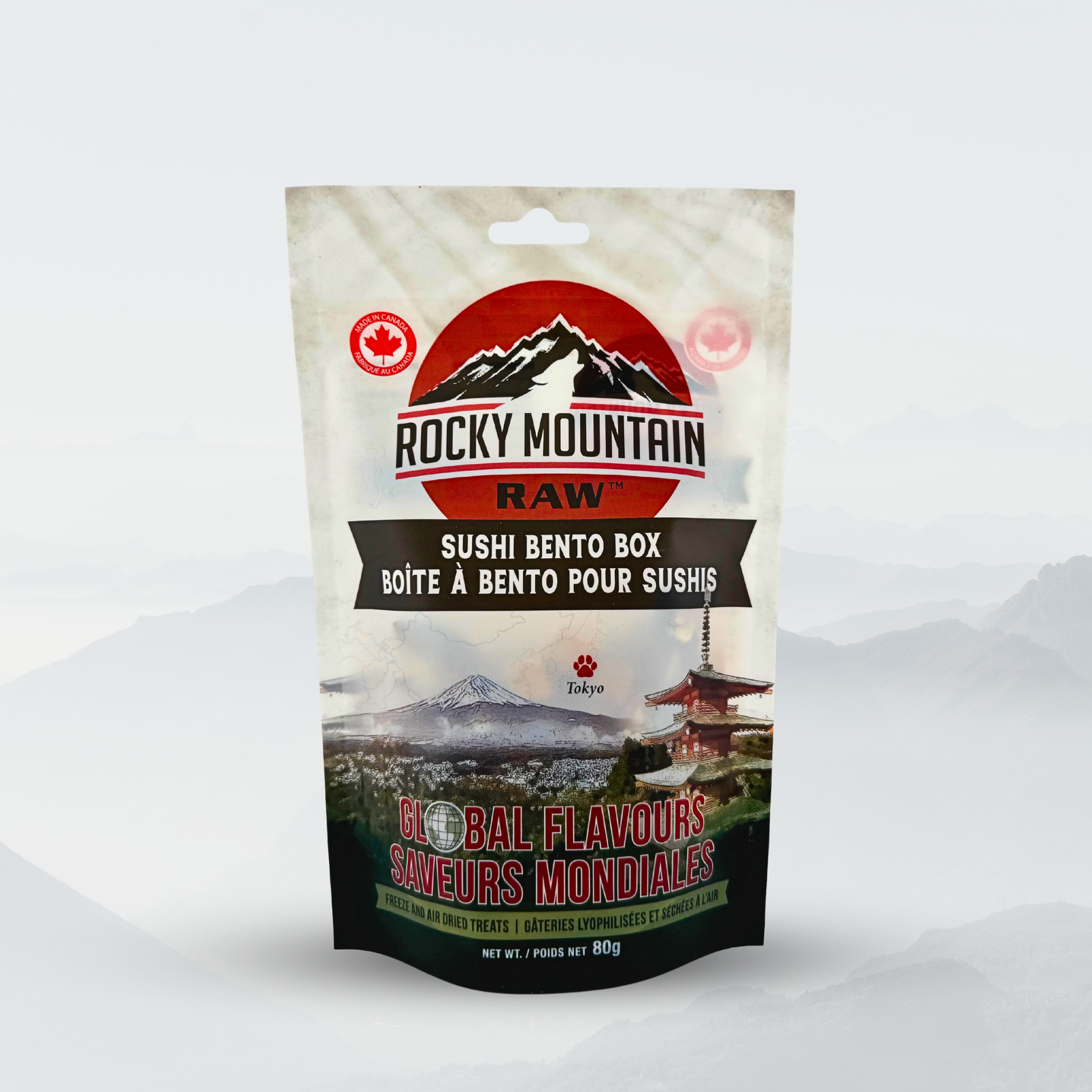 Rocky Mountain Raw Sushi Bento Box packaging on a white background