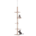 Cat tree with multiple shelves on a white background