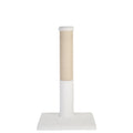 Cat scratching post with beige fique wrap on a white background