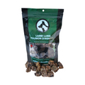 Package of lamb lung treats with visible treats on a white background