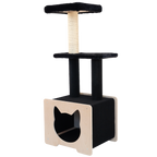 Cat tree with black and beige colors on a white background
