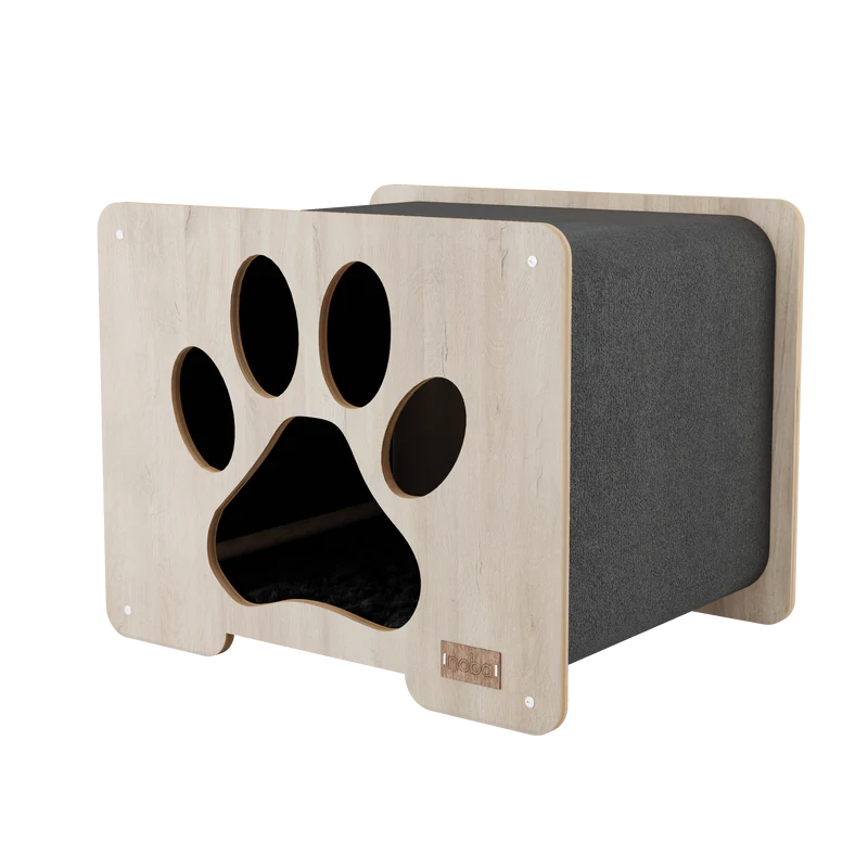 Pet bed with paw design on a white background