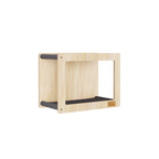 Wooden pet shelf with a platform on a white background