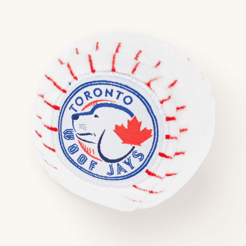 Circular patch with 'Toronto Woof Jays' text and a dog logo on a white background